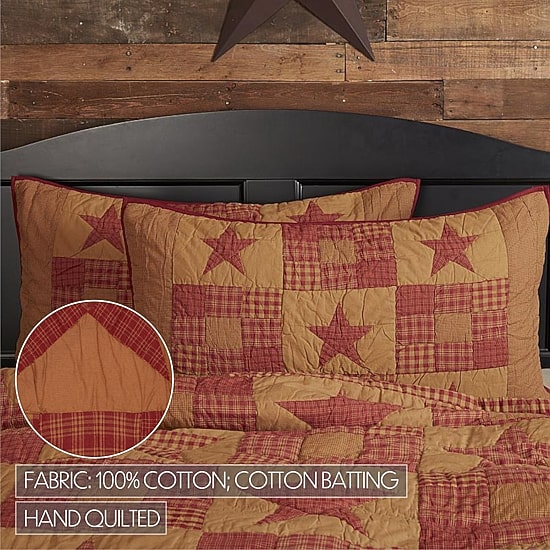 VHC Brands Cody Burgundy Star Reversible Pillow Sham