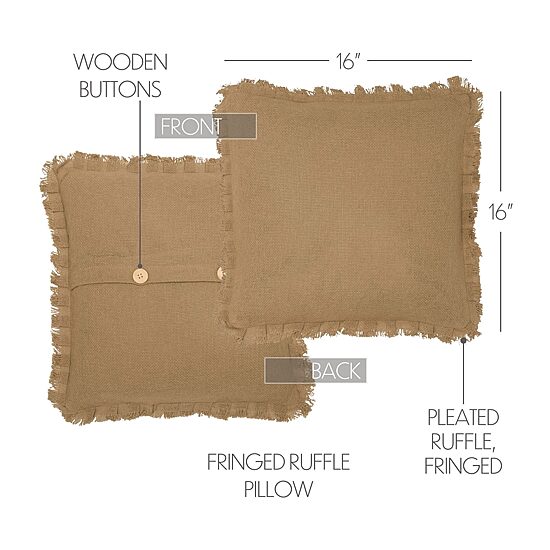 VHC Brands Veranda Burlap Natural 16x16 Throw Pillow