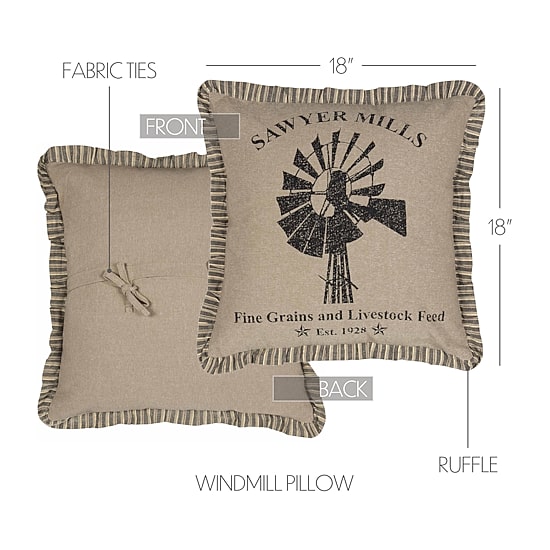 VHC Brands Miller Farm Windmill 18x18 Throw Pillow