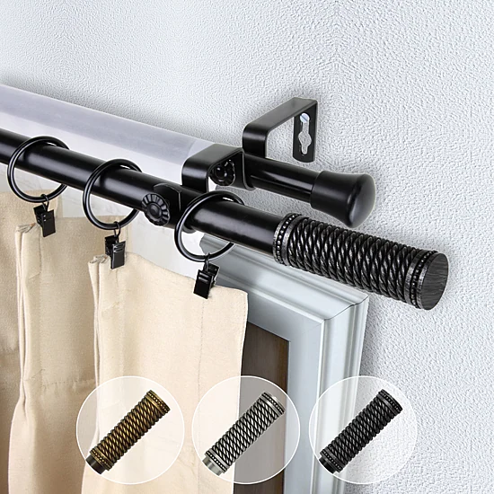 Rod Desyne Threaded 13/16" Adjustable Double Curtain Rod