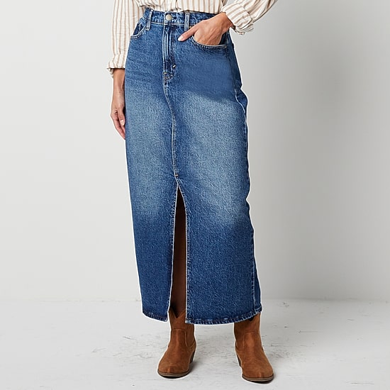 A.N.A Womens High Rise Long Denim Skirt