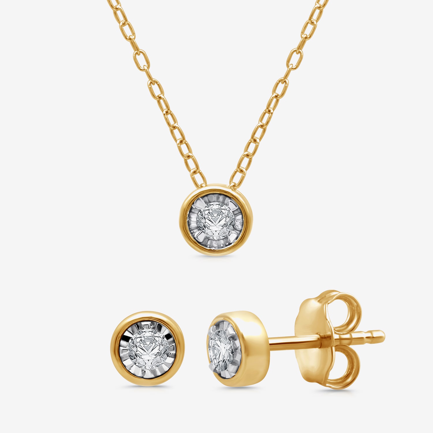 1/4 CT. T.W. Lab Grown White Diamond 14K Gold Over Silver or Sterling Round 2-pc. Jewelry Set