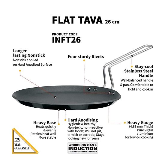 Hawkins Non-Stick 10" Flat Tava Pan