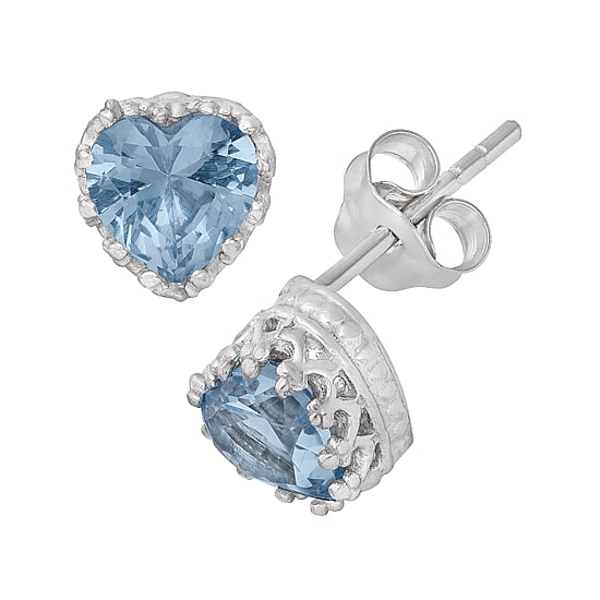 Lab-Created Aquamarine Sterling Silver Earrings