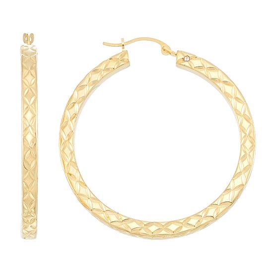 Gold Opulence 14K Gold Over Diamond Resin Hoop Earrings