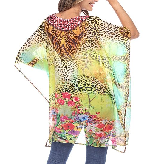 White Mark Womens Split Tie Neck 3/4 Sleeve Tunic Top