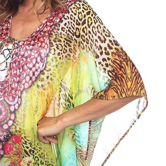 White Mark Womens Split Tie Neck 3/4 Sleeve Tunic Top