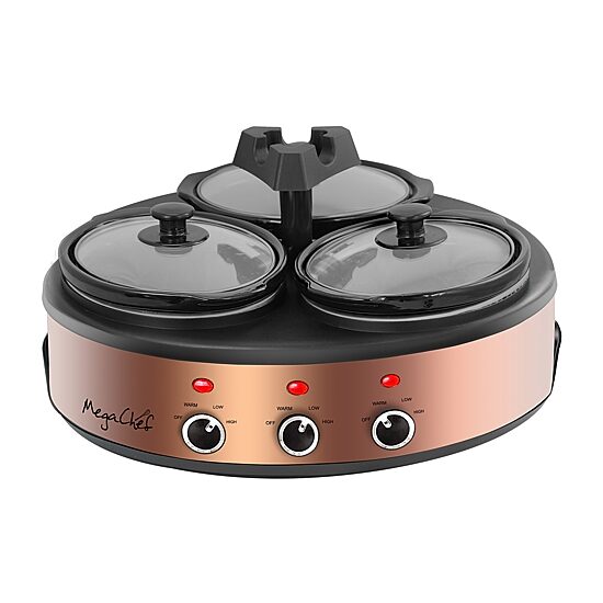 MegaChef Triple 1.5 Quart Slow Cooker and Buffet Server