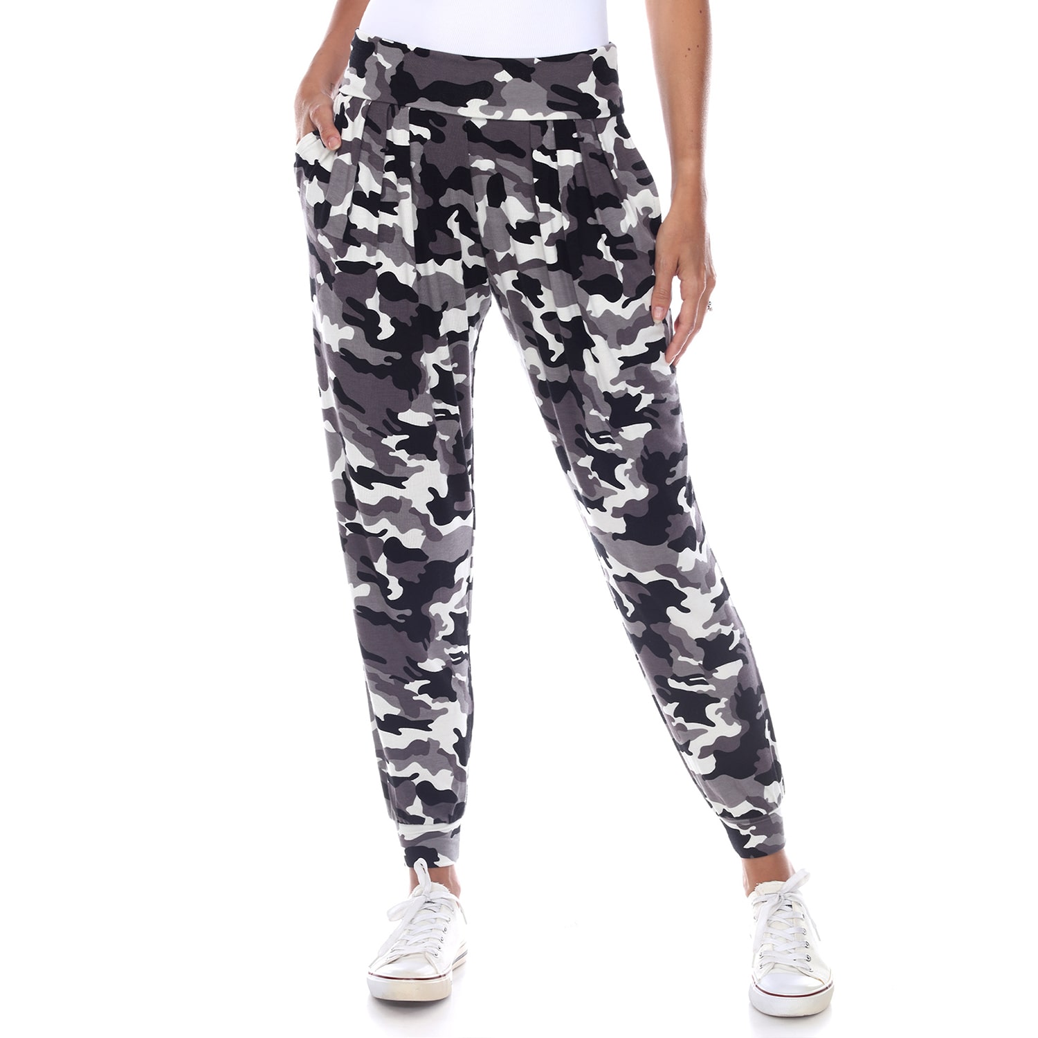 White Mark Womens Cuffed Mid Rise Drawstring Pant