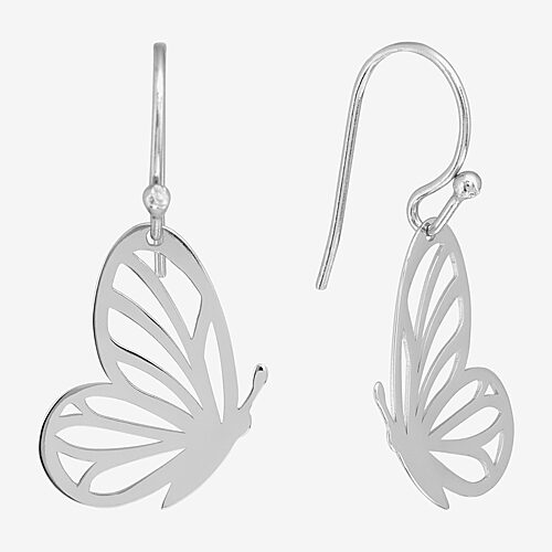 Silver Treasures Womens Sterling Silver Butterfly Drop Earrings, One Size