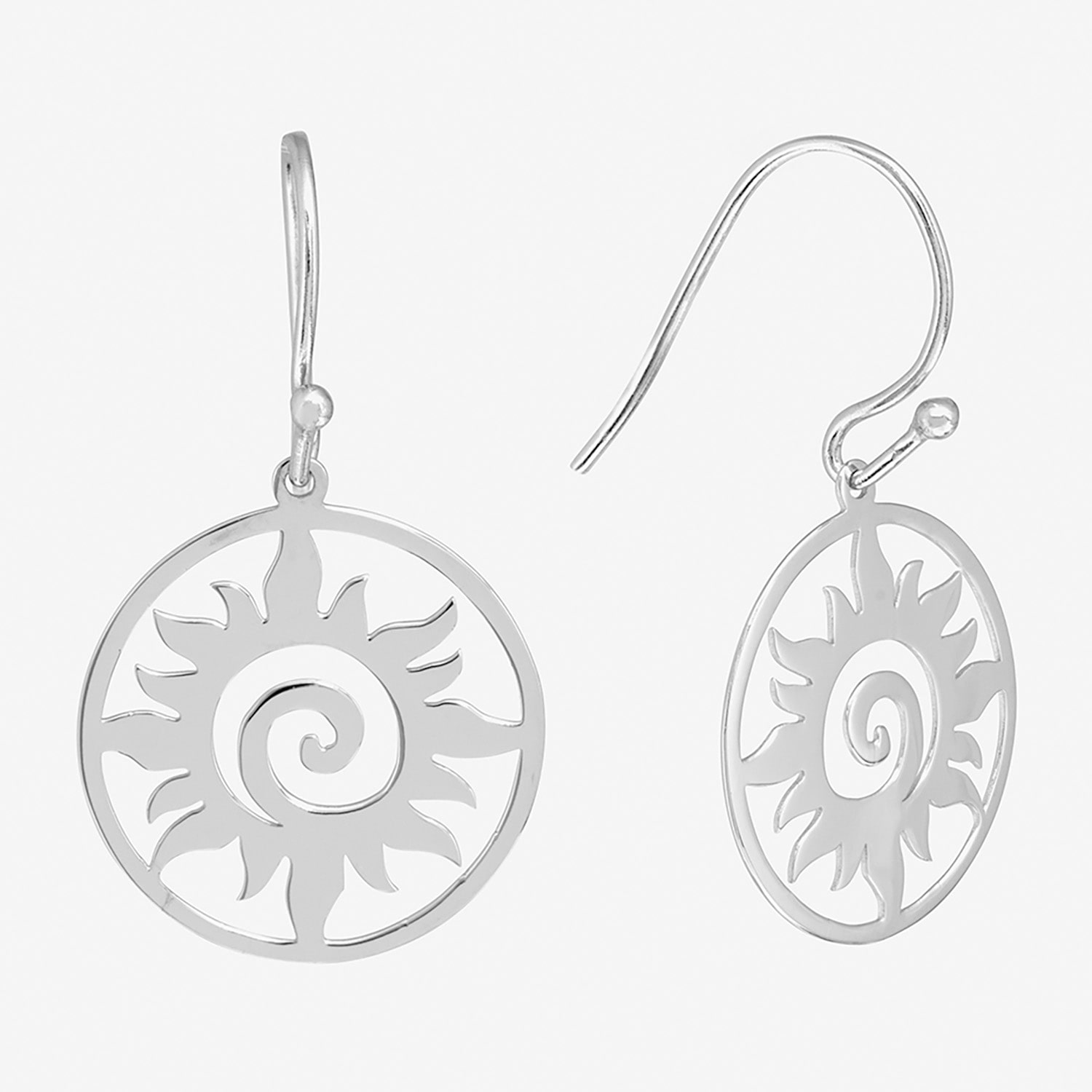 Silver Treasures Sun Womens Sterling Silver Drop Earrings