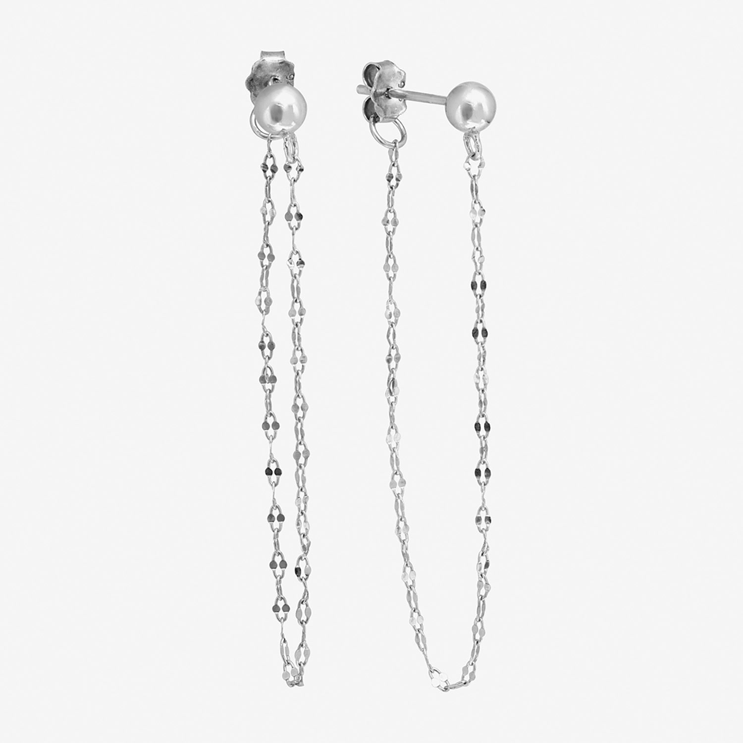 Silver Treasures Front And Back Chain Womens Sterling Silver Drop Earrings