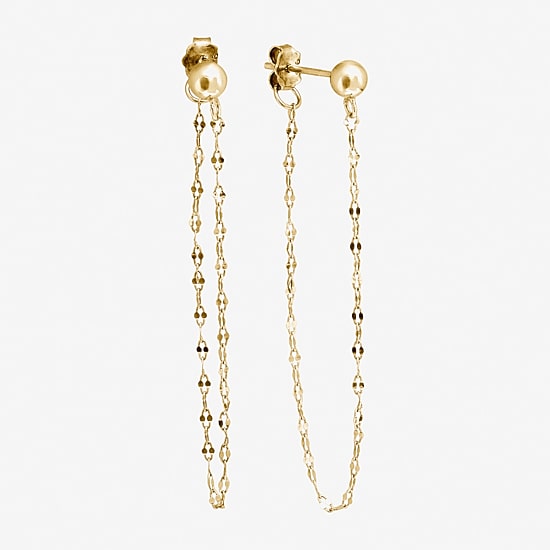 Silver Treasures Front And Back Chain Womens 14K Gold Over Silver Drop Earrings