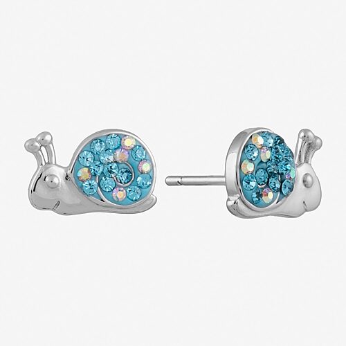 Silver Treasures Snail Multi Color Crystal Sterling Silver 7.3mm Stud Earrings, One Size