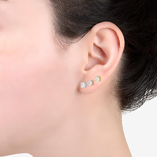 Silver Treasures Stud Womens Cubic Zirconia Sterling Silver 3 Pair Earring Set
