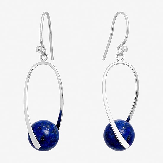 Silver Treasures Genuine Stone Bead Womens Sterling Silver Drop Earrings