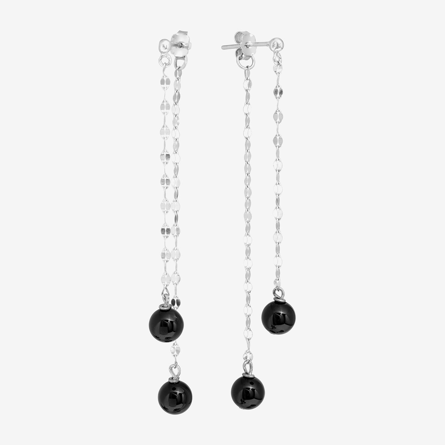 Silver Treasures Front & Back Chain Genuine Stone Beaded Womens Sterling Silver Drop Earrings