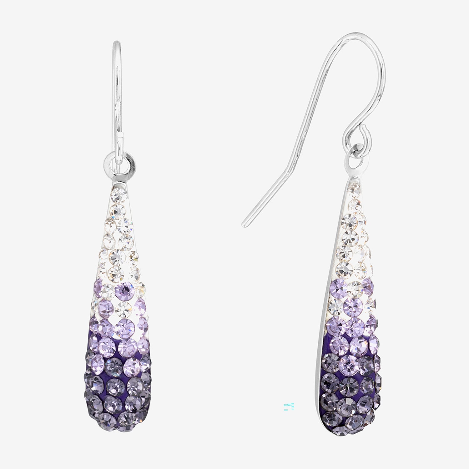 Silver Treasures Ombre Womens Multi Color Crystal Sterling Silver Drop Earrings
