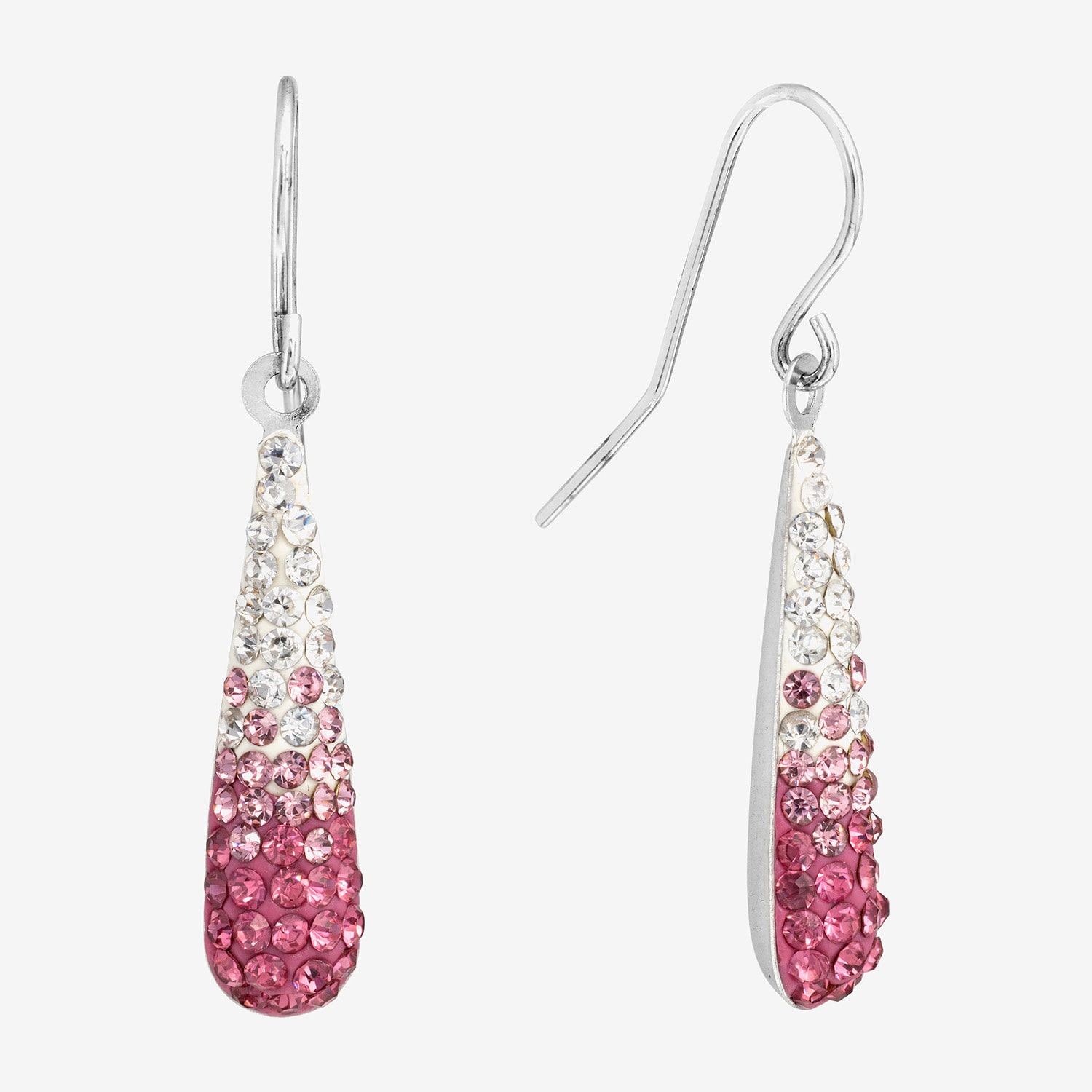Silver Treasures Ombre Womens Multi Color Crystal Sterling Silver Drop Earrings