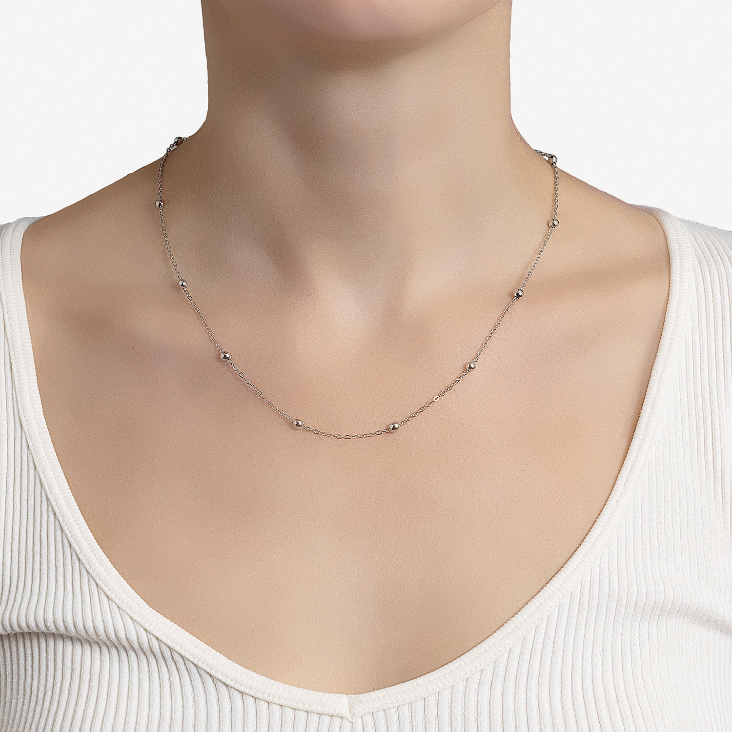 Silver Reflections Womens Pure Over Brass 18 Inch Bead Chain Necklace