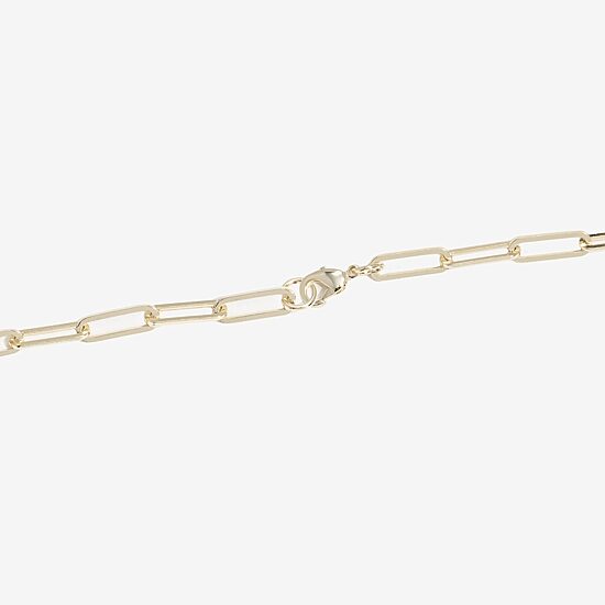 Silver Reflections Womens 14K Gold Over Brass 7.25 Inch Solid Paperclip Chain Bracelet