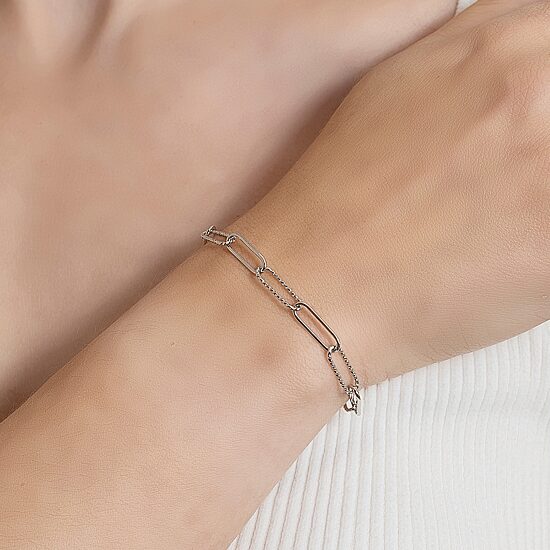 Silver Reflections Womens Pure Silver Over Brass 7.25 Inch Solid Paperclip Chain Bracelet