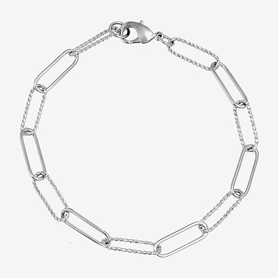 Silver Reflections Womens Pure Silver Over Brass 7.25 Inch Solid Paperclip Chain Bracelet