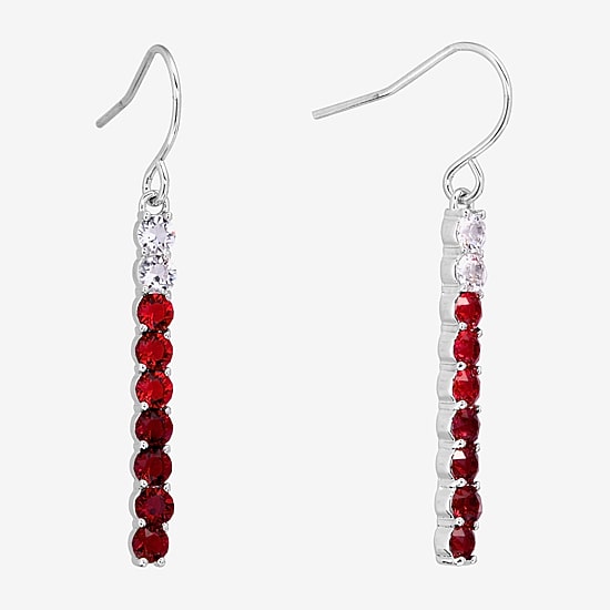 Sparkle Allure Womens Blue Crystal Pure Silver Over Brass Drop Earrings