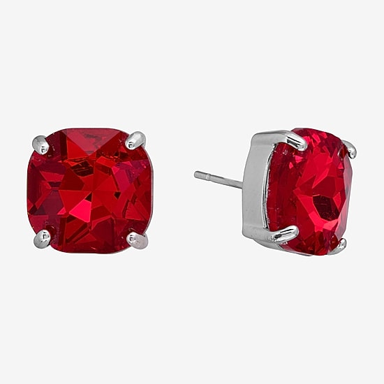 Sparkle Allure Green Crystal 11.9mm Square Stud Earrings