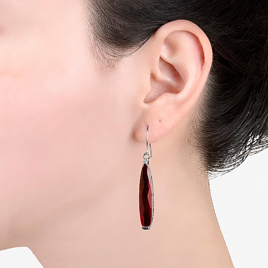 Sparkle Allure Womens Crystal Pure Silver Over Brass Drop Earrings