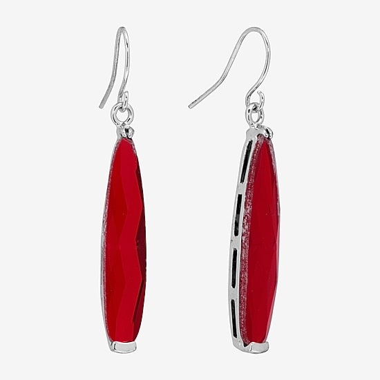 Sparkle Allure Womens Crystal Pure Silver Over Brass Drop Earrings