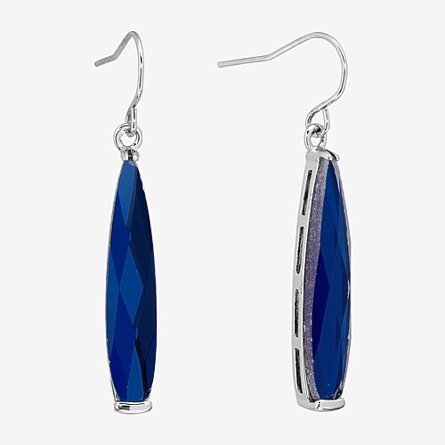 Sparkle Allure Womens Crystal Pure Silver Over Brass Drop Earrings, One Size, Blue