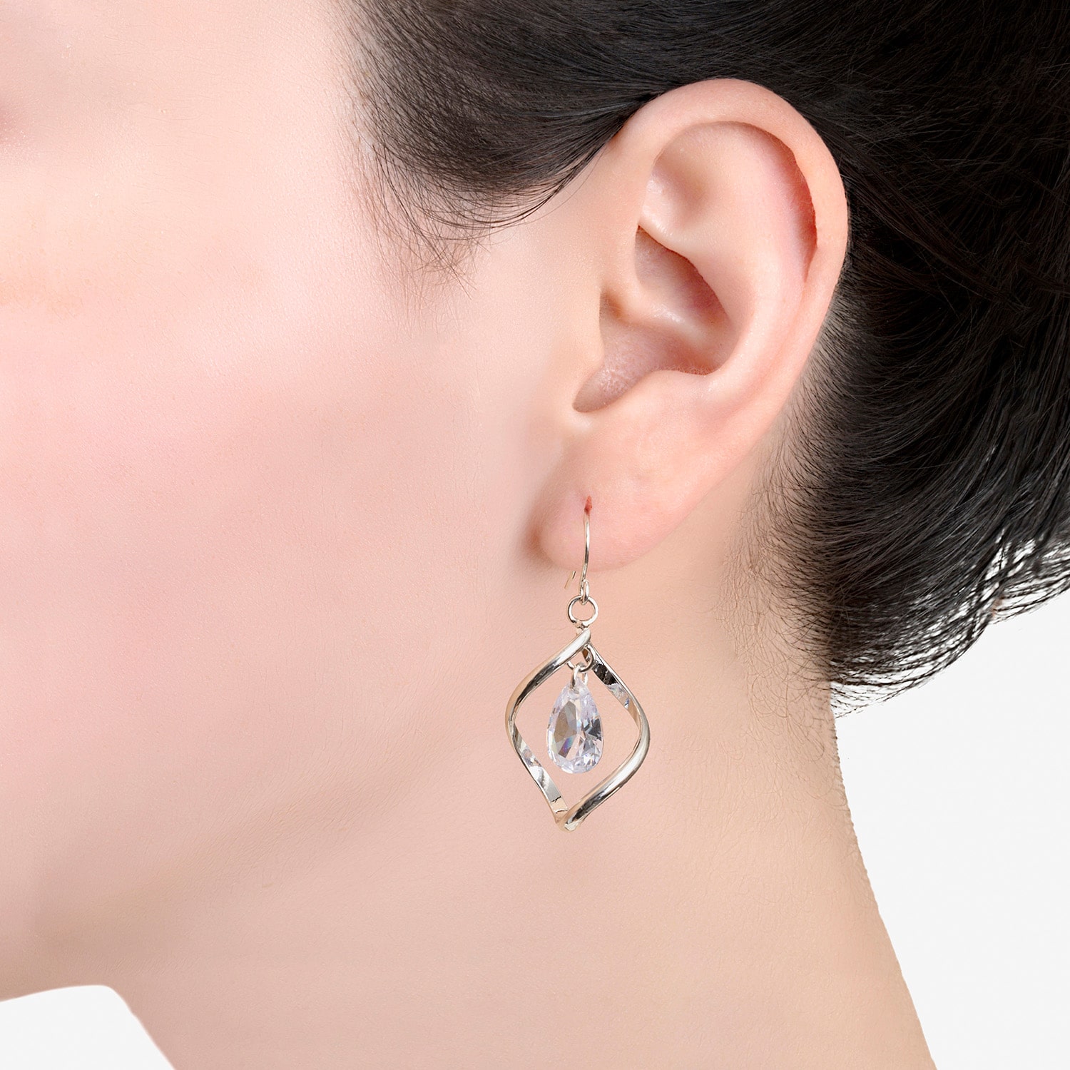 Sparkle Allure Womens Crystal Pure Silver Over Brass Pear Drop Earrings