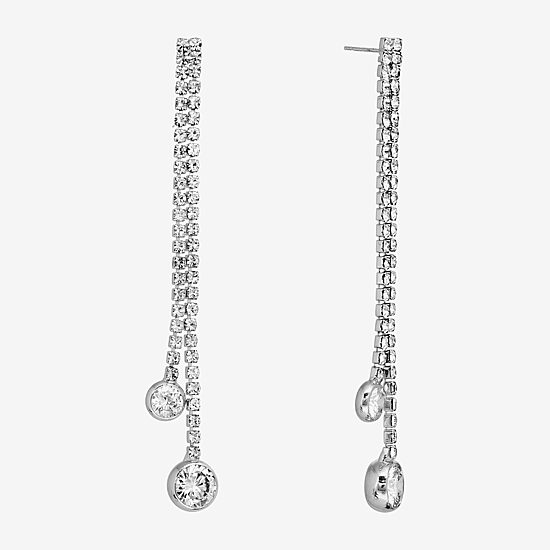 Sparkle Allure Womens Crystal Pure Silver Over Brass Drop Earrings