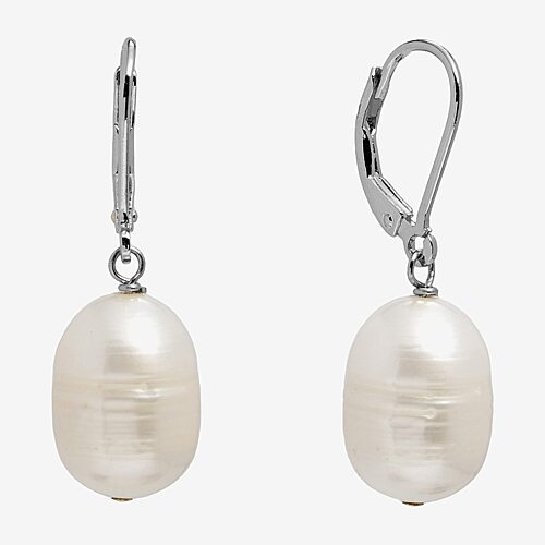 Silver Treasures Womens White Cultured Freshwater Pearl Sterling Silver Drop Earrings, One Size