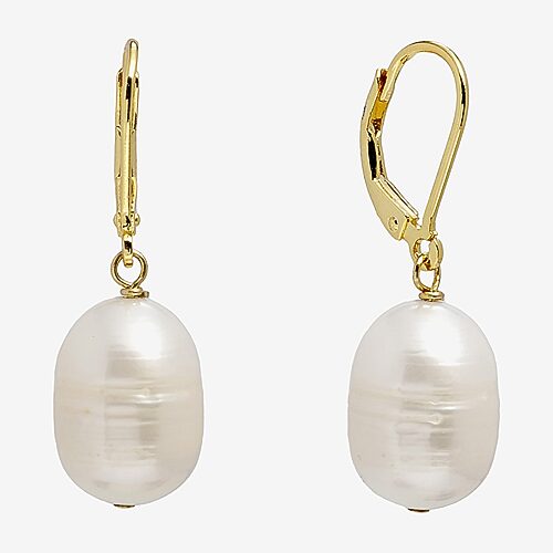Silver Treasures Womens White Cultured Freshwater Pearl 14K Gold Over Silver Drop Earrings, One Size