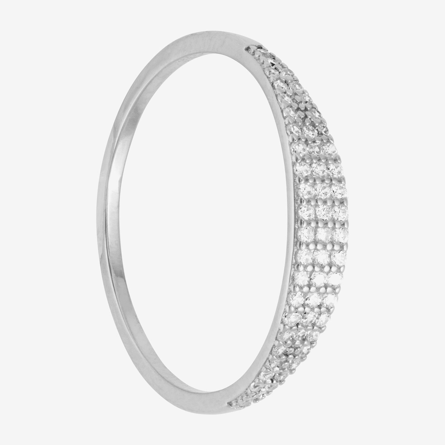 Silver Treasures Size 7 Womens Cubic Zirconia Sterling Silver Delicate Band