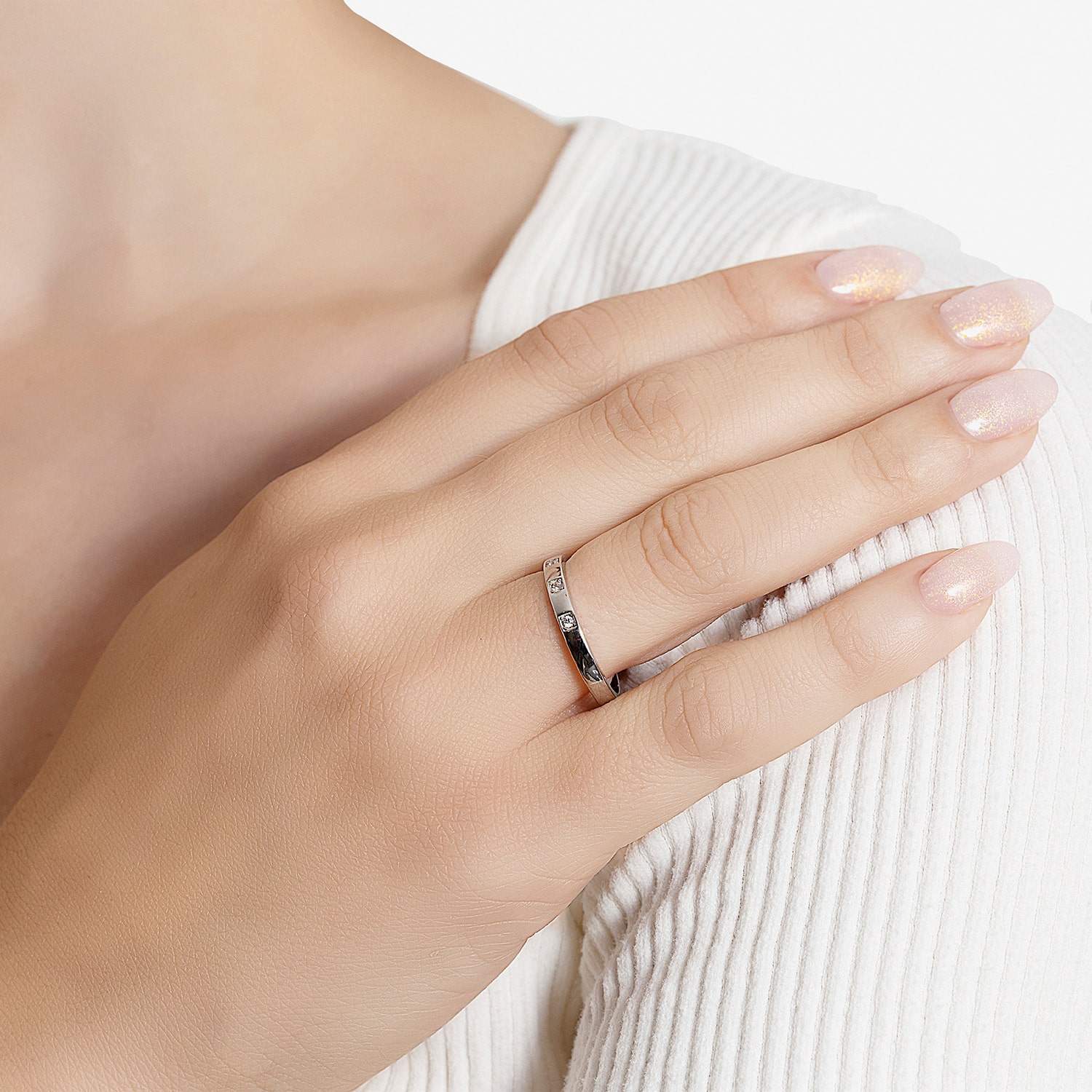 Silver Treasures Three Stone Womens Cubic Zirconia Sterling Silver 3-Stone Delicate Band