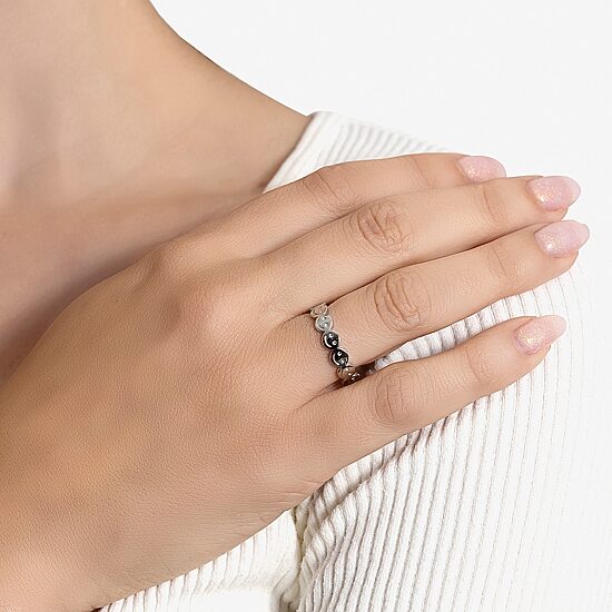 Silver Treasures Happy Face Womens Sterling Silver Delicate Band
