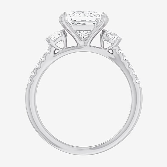 (G-H / Si1-Si2) Womens 2 1/2 CT. T.W. Lab Grown White Diamond 14K Gold Side Stone 3-Stone Engagement Ring