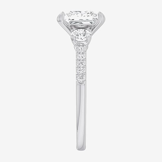 (G-H / Si1-Si2) Womens 2 1/2 CT. T.W. Lab Grown White Diamond 14K Gold Side Stone 3-Stone Engagement Ring