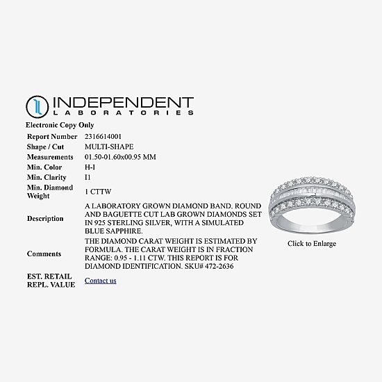 I Said Yes (H-I / I1) Womens 1 CT. T.W. Lab Grown White Diamond Sterling Silver Anniversary Band