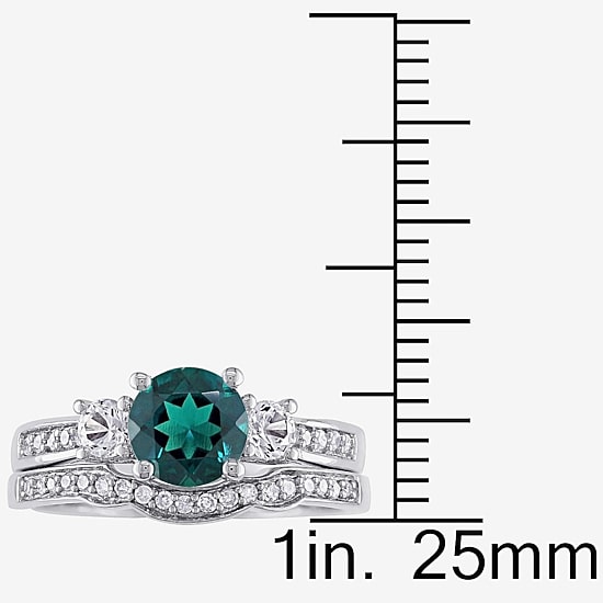 Lab Created Emerald & 1/7 CT. T.W. Diamond 10K White Gold Bridal Set