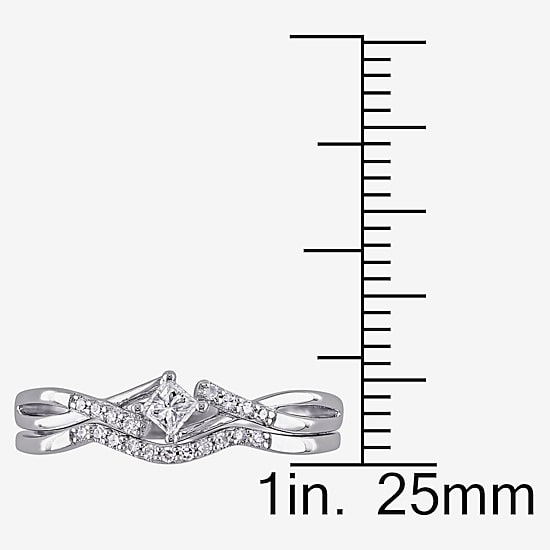1/5 CT.T.W. Natural Diamond Bridal Ring Set Sterling Silver