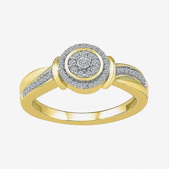 Promise My Love Womens 1/5 CT. Natural White Diamond Sterling Silver Round Side Stone Halo Promise Ring