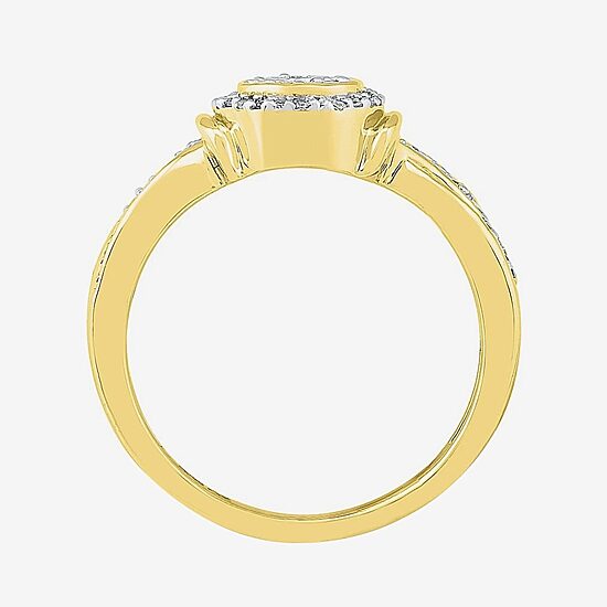 Promise My Love Womens 1/5 CT. Natural White Diamond Sterling Silver Round Side Stone Halo Promise Ring