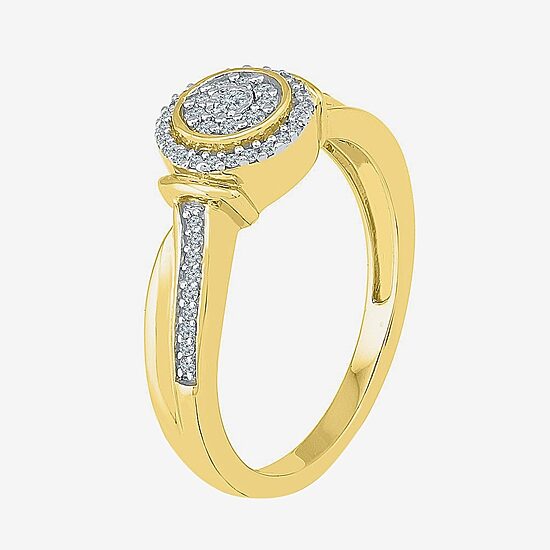 Promise My Love Womens 1/5 CT. Natural White Diamond Sterling Silver Round Side Stone Halo Promise Ring