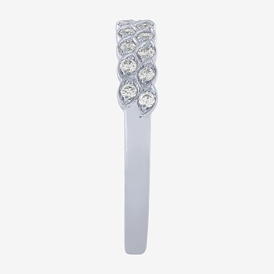 Womens 1/4 CT. T.W. Natural White Diamond 10K White Gold Wedding Band