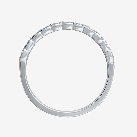 Womens 1/4 CT. T.W. Natural White Diamond 10K White Gold Wedding Band
