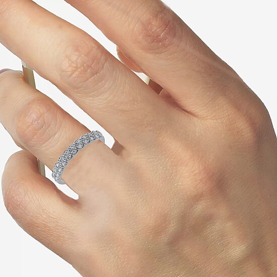 Womens 1/4 CT. T.W. Natural White Diamond 10K White Gold Wedding Band
